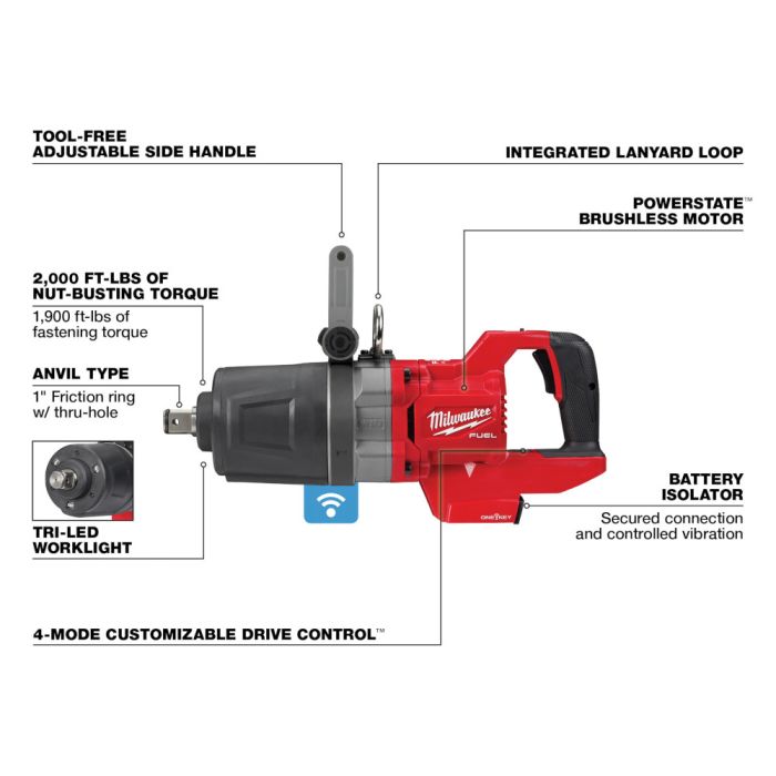 Milwaukee M18 FUEL 18 Volt Lithium Ion Brushless Cordless 1 in. D Handle High Torque Impact