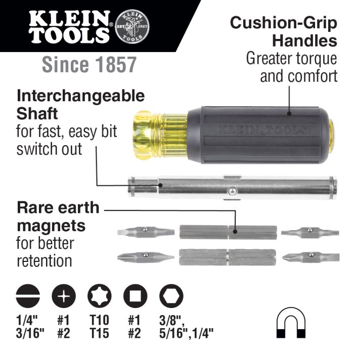 Klein Tools 11 in 1 Magnetic Screwdriver Nut Driver