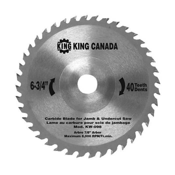 Details about   King Canada 6-3/4 Inch x 40T Tungsten Carbide Tip Blade For Undercut Saw 