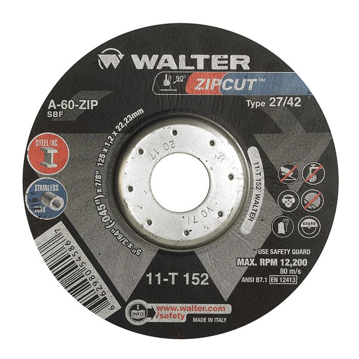 Walter ZIPCUT 5" CutOff Wheel Depressed Centre