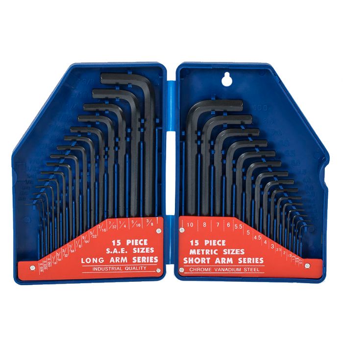 Allen Wrench Hex Key Set 30PC SAE METRIC Long Short Arm with Case FREE SHIP NEW 