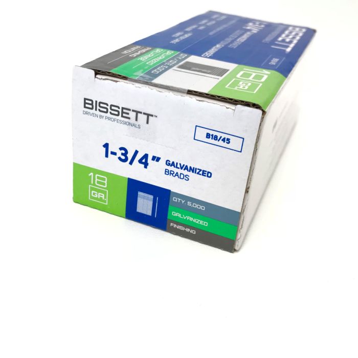 Bissett 13/4" 18 Gauge Galvanized Brad Nails 5,000pc