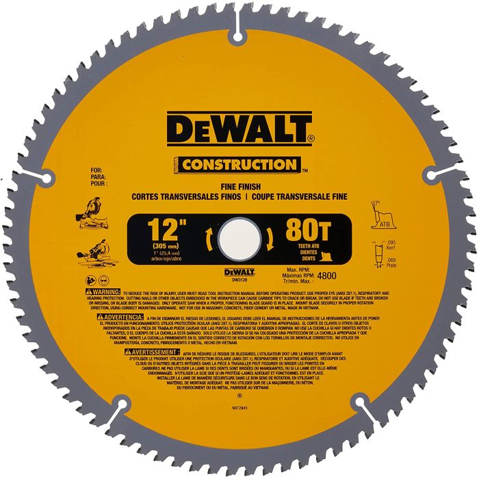 DeWalt Series 20 12 inch 80 Tooth ATB Thin Kerf Crosscutting Miter Blade