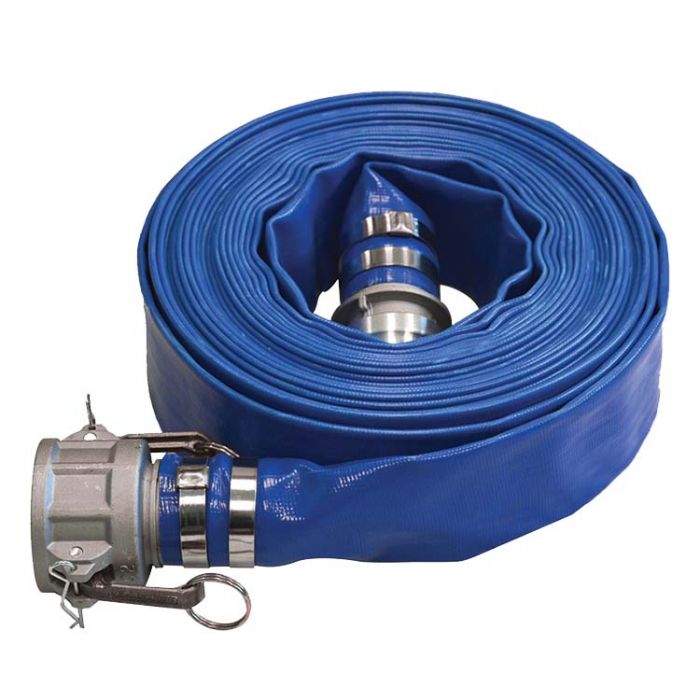 New Line 2 x 100' Blue Lay-Flat Discharge Hose Assembly