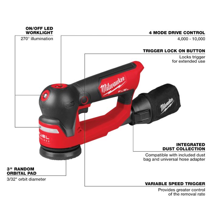 Milwaukee M12 3 Random Orbital Sander
