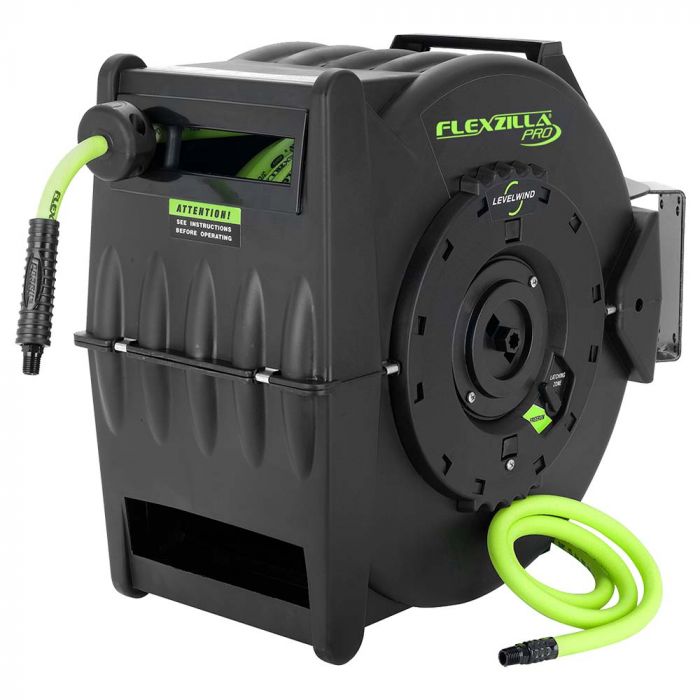 Flexzilla 3/8 x 75' ZillaGreen Pro Retractable Air Hose Reel with  Levelwind Technology