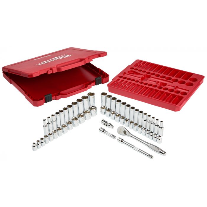 Milwaukee 3/8 in. Drive Ratchet  Socket Set SAE  Metric 56 Piece