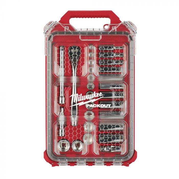 Milwaukee 3/8 in. Ratchet  Socket Set with PACKOUT Organizer 28 Piece