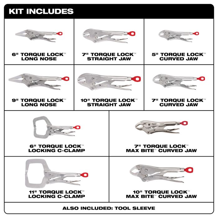 Milwaukee 10Pc TORQUE LOCK Locking Pliers Kit