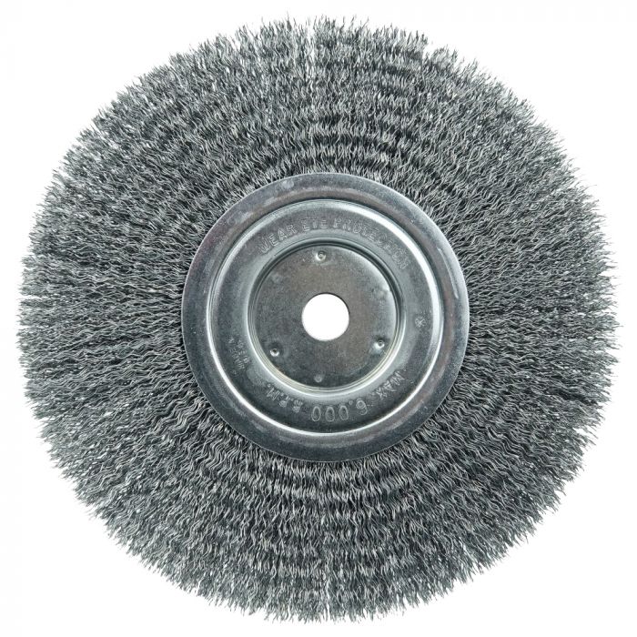 Weiler Wolverine 8" Crimped Wire Wheel, .014" Steel Fill Narrow Face
