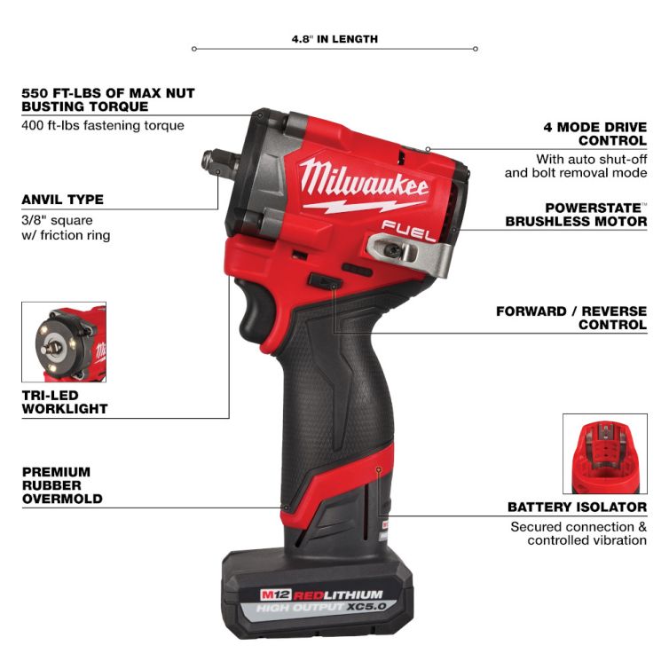 Milwaukee M12 FUEL Stubby 3/8