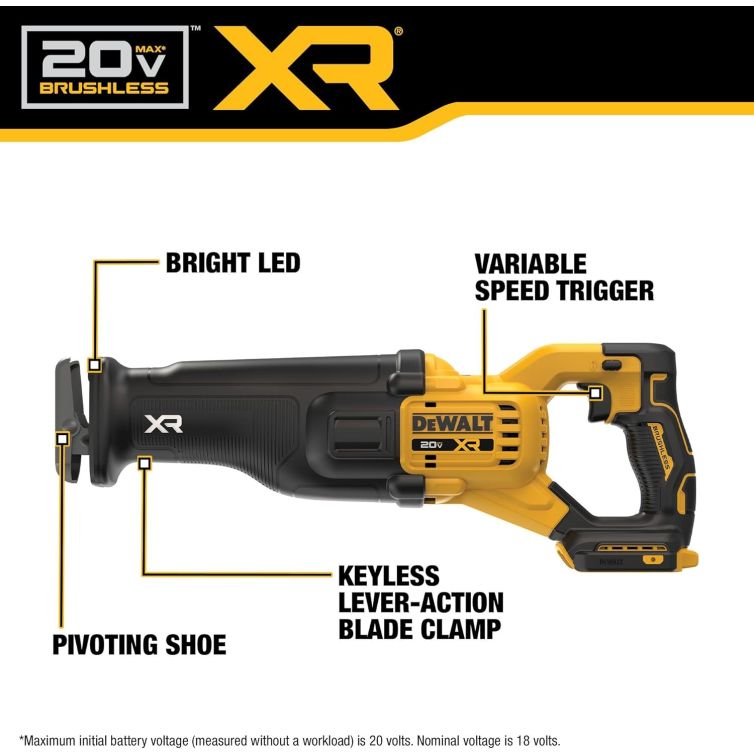 DeWalt 20V MAX XR Brushless Cordless Reciprocating Saw Tool Only