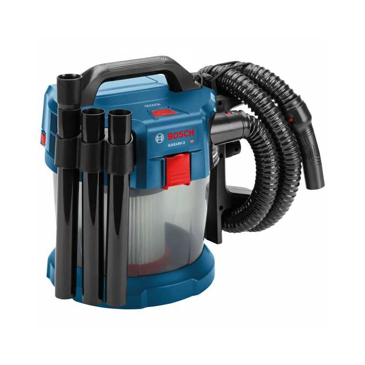 Bosch 18V 2.6-Gallon Wet/Dry Vacuum with HEPA Filter for powerful suction and efficient debris cleanup
