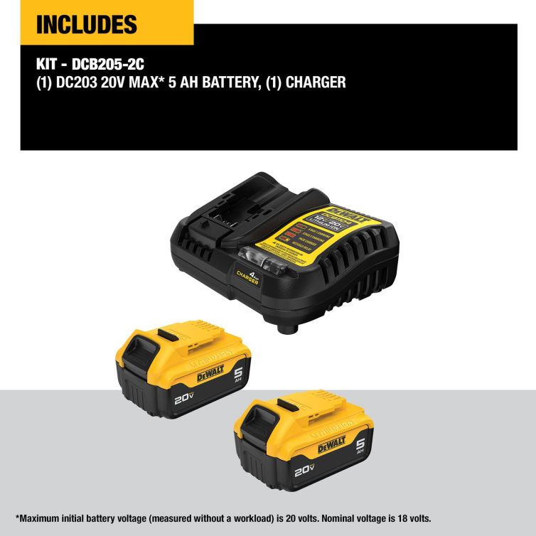 DEWALT 20V MAX XR Lithium-Ion Battery with Charger 2pk