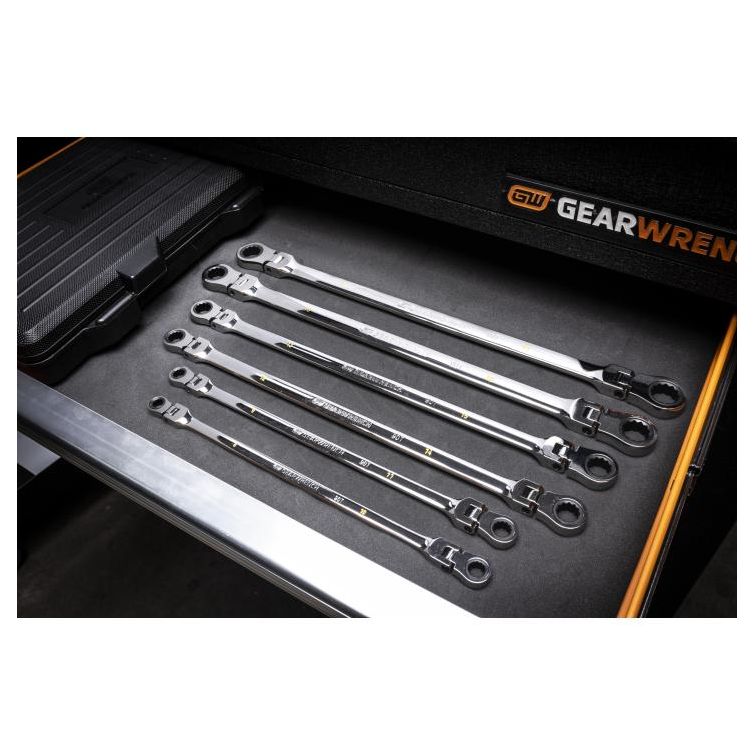 GEARWRENCH 6 Pc. 12 Pt. Combination Wrench Set, Long Pattern, Metric - 81922 141［並行輸入］ GearWrench 6 Piece 90-Tooth 12 Point Metric GearBox Double Flex