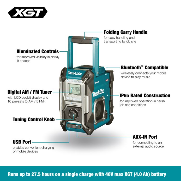 Makita MR002G 12V-40V Jobsite Stereo w/Bluetooth - Tool Only