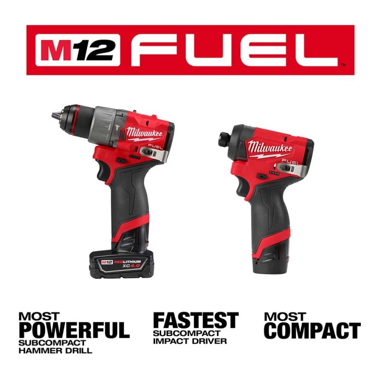 Milwaukee M12 FUEL 2pc Subcompact Impact Driver/Hammer Drill Combo Kit
