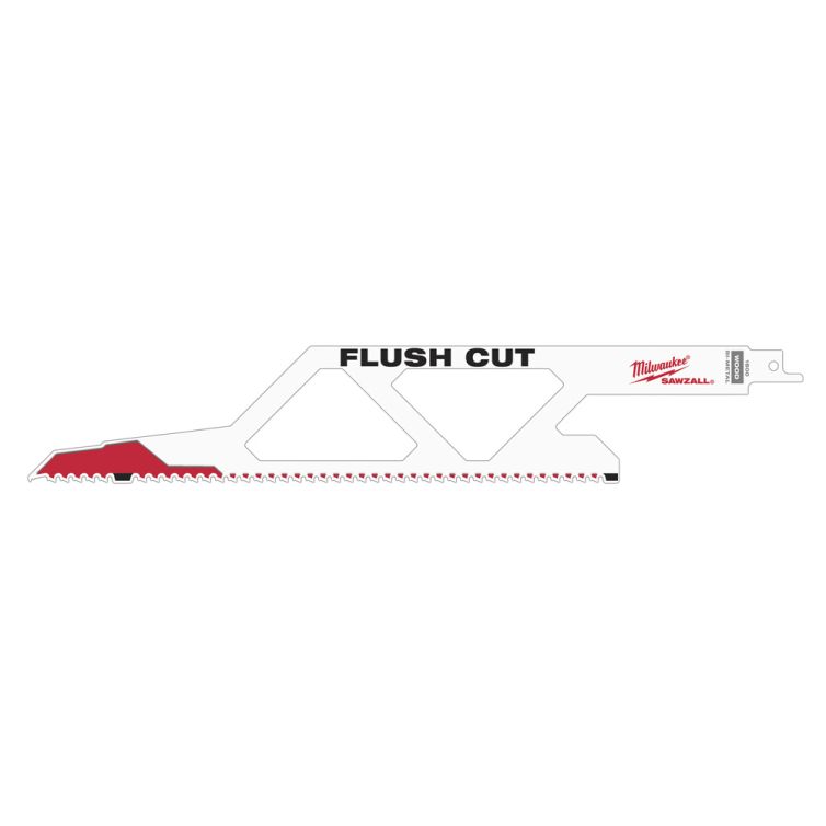 Milwaukee Flush Cut SAWZALL Blade, designed for clean cuts in tight spaces, offering precision and durability for various materials