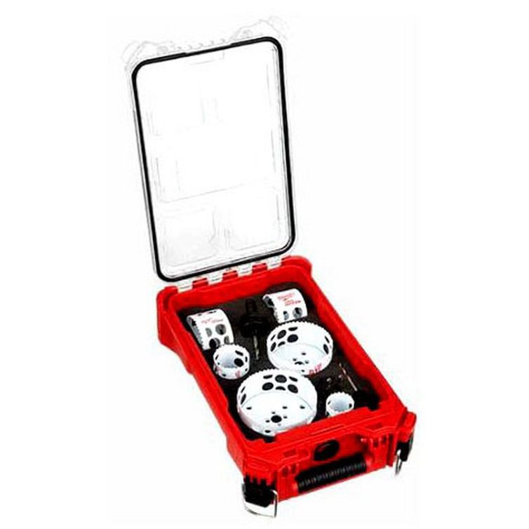 Milwaukee 10pc Hole Dozer Saw Kit with durable bi-metal construction for smooth, precise cutting through wood, metal, and plastic