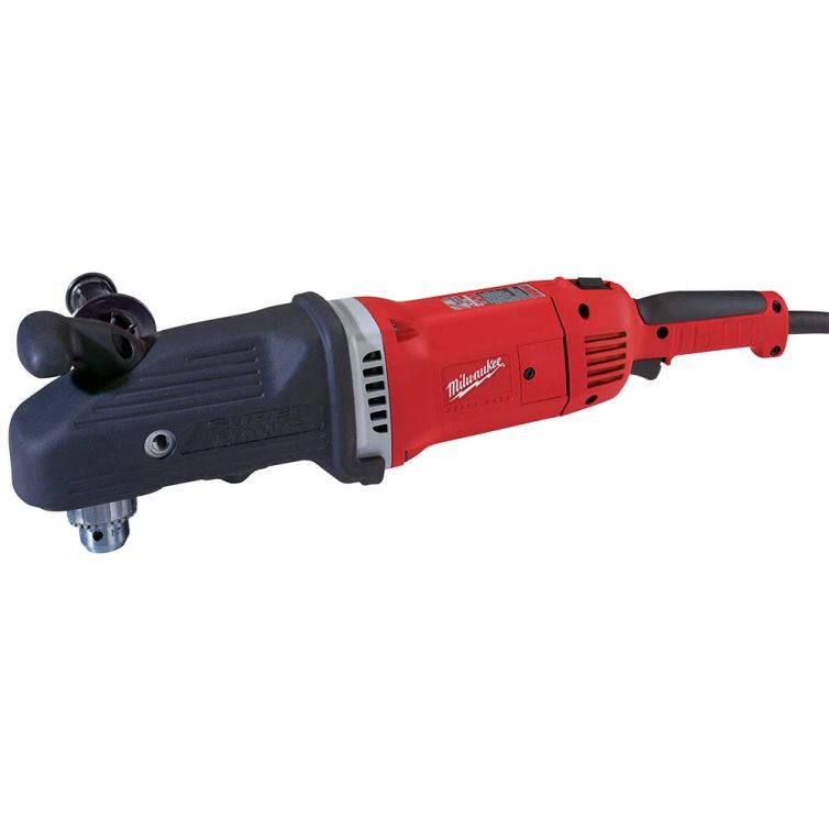 Milwaukee 1/2 inch Super Hawg Angle Drill, powerful tool with an angled design for efficient drilling in tight spaces and heavy-duty use