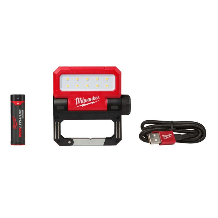Milwaukee USB Rechargeable Rover Pivoting LED Flood Light - versatile, bright, and portable light with pivoting head for various work environments
