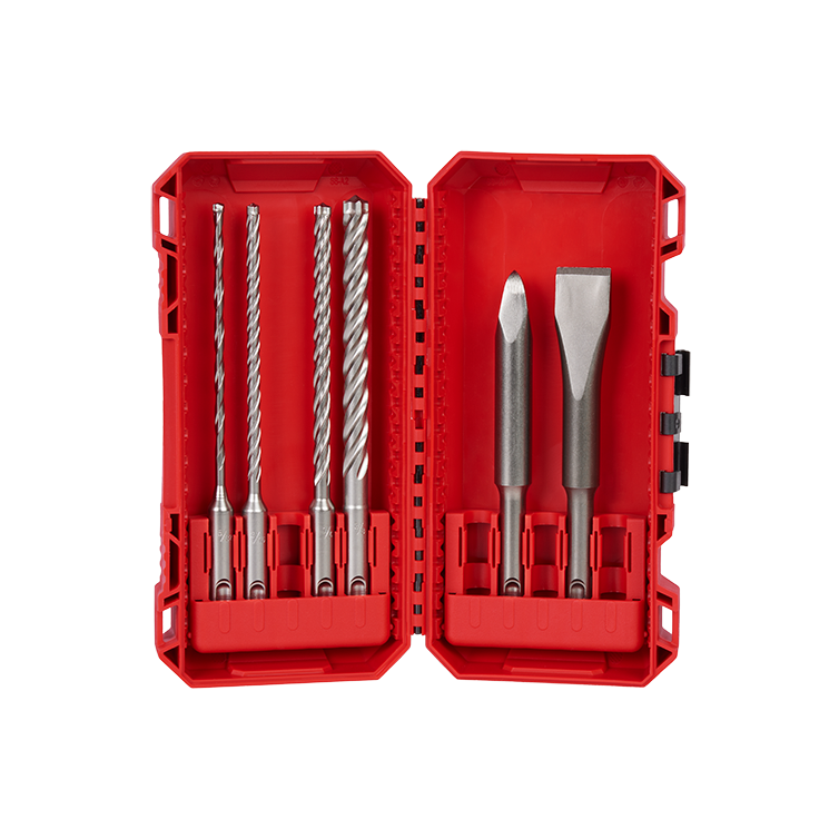 Milwaukee 6pc SDS Plus MX4 4-Cutter and Chisel Kit, versatile and durable for efficient drilling and chiseling in various materials