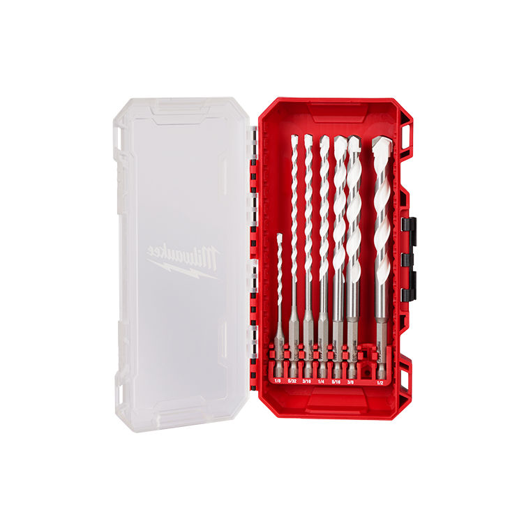 Milwaukee 7pc Shockwave Impact Duty Carbide Drill Bit Kit, designed for durability and versatility in multi-material drilling