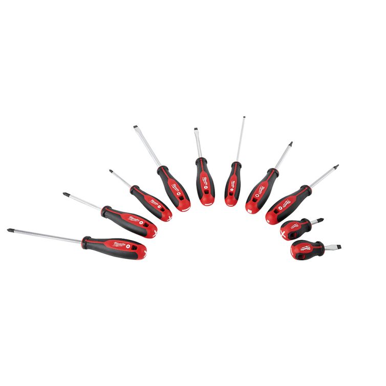 Milwaukee 10-Piece Screwdriver Kit, durable and ergonomic design, perfect for various fastening tasks in home and professional use