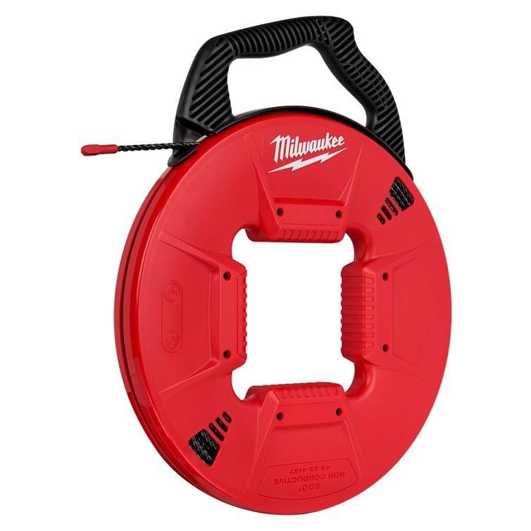Milwaukee 200 ft. Polyester Fish Tape with non-conductive tip, perfect for safely guiding cables through electrical conduits