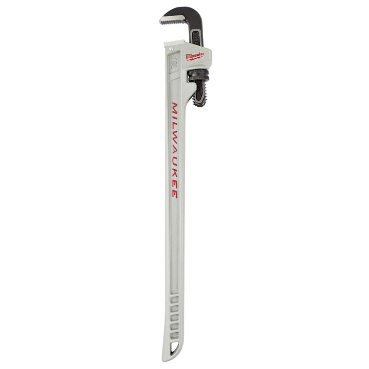 Milwaukee 10L Aluminum Pipe Wrench with POWERLENGTH Handle, durable and lightweight for efficient pipe gripping and turning