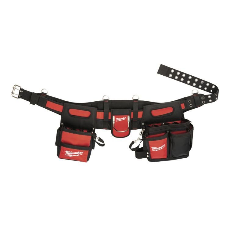Milwaukee electrician's work belt, featuring durable construction and multiple pockets for convenient tool storage and access