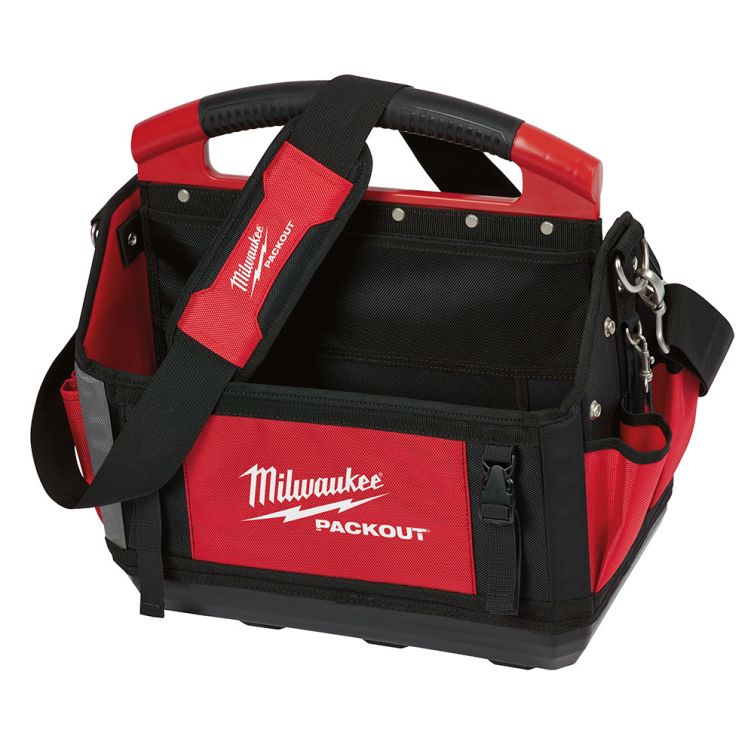 Milwaukee 15-inch PACKOUT tote bag, durable and versatile storage solution for tools and gear with rugged design