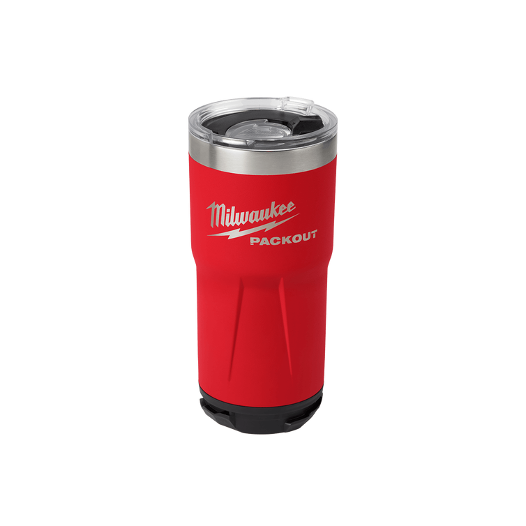 Milwaukee 20 oz Packout Tumbler, durable and insulated, perfect for keeping beverages hot or cold on the job site