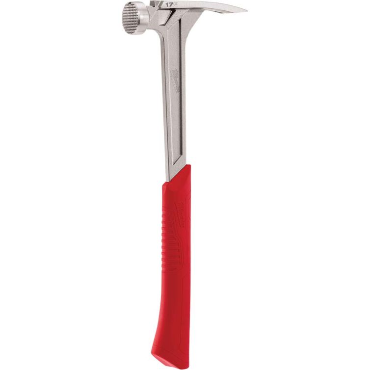 Milwaukee 17 oz milled face framing hammer for precise nail driving and robust construction tasks, featuring a durable design