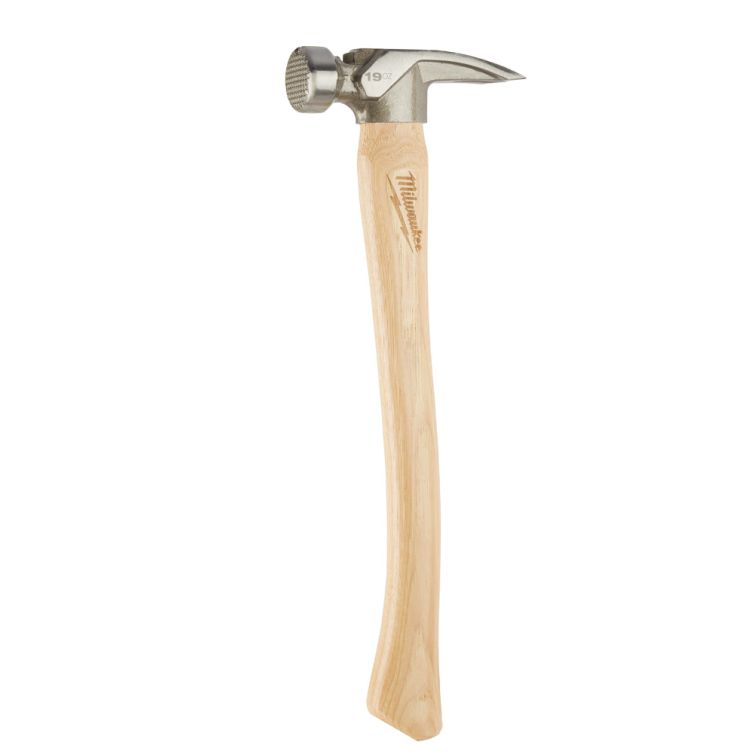 Milwaukee 19oz milled face hickory wood framing hammer for strong, precise strikes and durability in framing and construction tasks