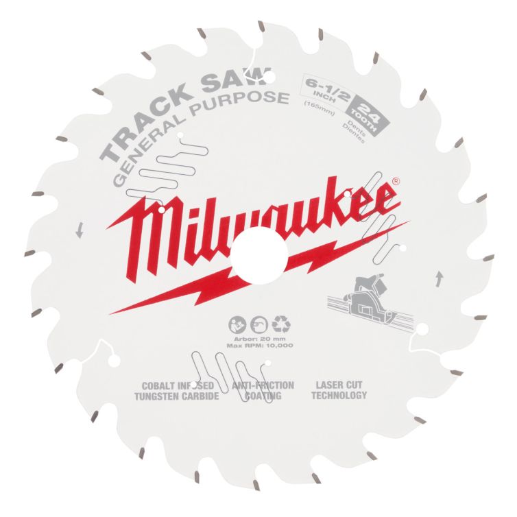 Milwaukee 6-1/2" 24T Track Saw Blade – Precision blade for smooth, accurate cuts in wood and other materials with minimal splintering