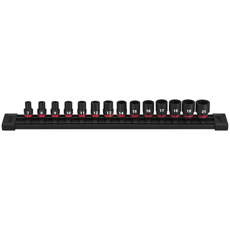 Milwaukee 14pc SHOCKWAVE Impact Duty 3/8" Drive Metric Socket Set for heavy-duty use with 6-point sockets for better grip