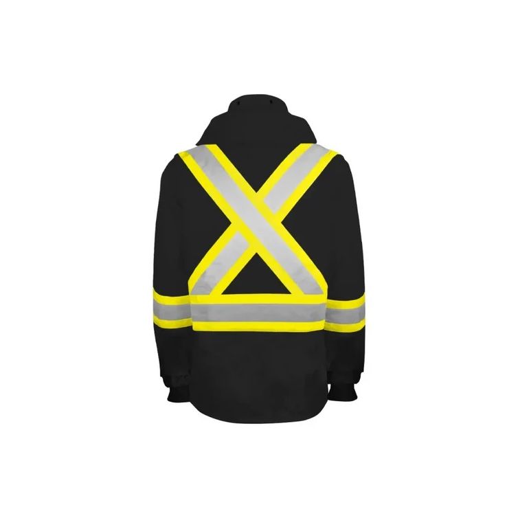 Ground Force Hi-Vis Rain Jacket Black 2XL