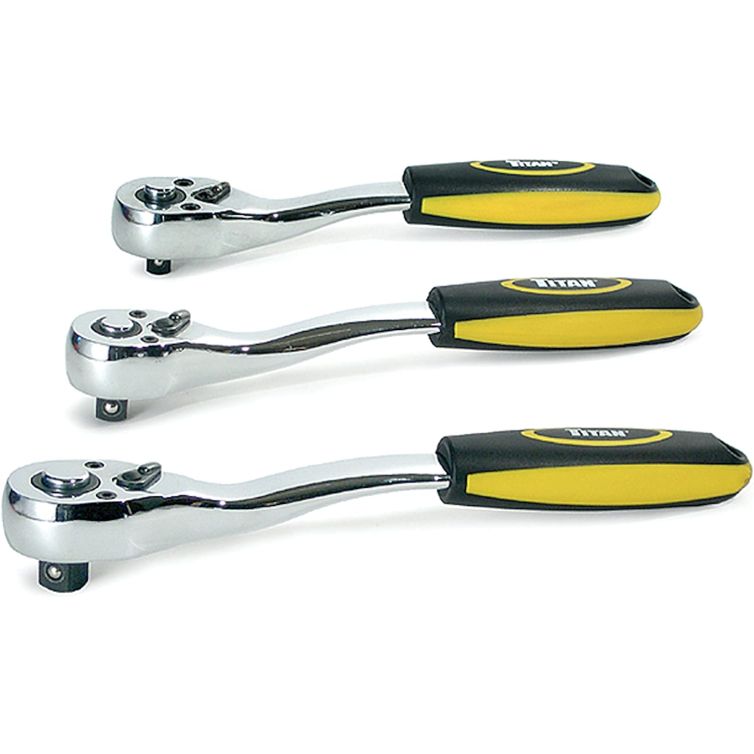 Titan Quick Release Offset Ratchet Set 3pc - Durable, versatile ratchet set for easy access and fast adjustments in tight spaces