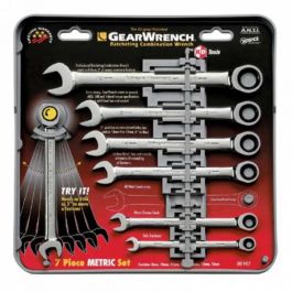 GearWrench 7pc Ratcheting Combination Wrench Set Metric