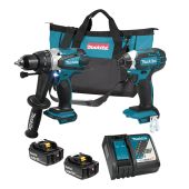 Makita 18V LXT 1/2" Hammer Drill 1/4" Impact Driver 2x 5Ah Battery Combo Kit