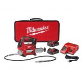 Milwaukee M18 18 Volt Lithium-Ion Cordless 2-Speed Grease Gun Kit - Two Battery