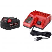 Milwaukee M18 18 Volt Lithium-Ion Cordless REDLITHIUM XC 5.0Ah Battery and Charger Starter Kit