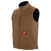 Milwaukee Heavy Duty Brown Sherpa-Lined Vest - 2XL: Rugged vest with Sherpa lining for warmth and durability in cold conditions